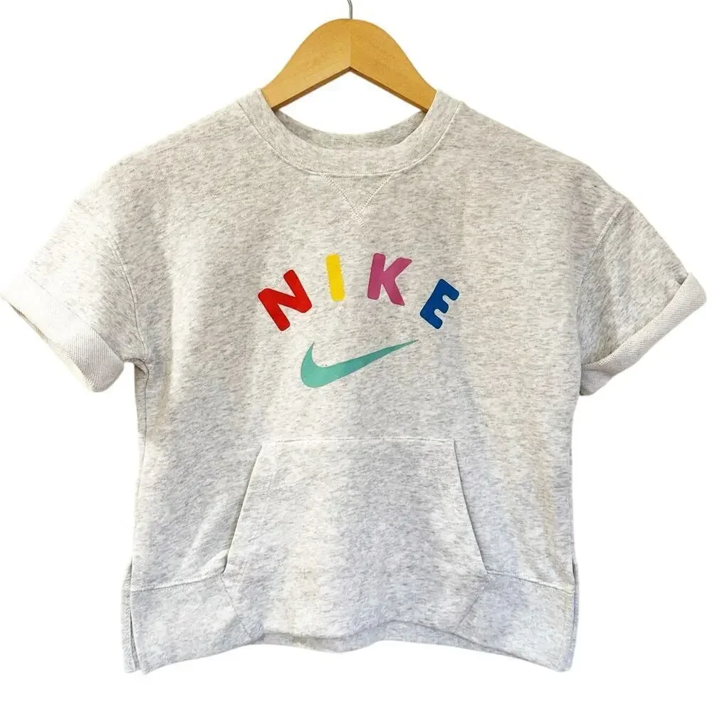 Girls Nike Cropped Short Sleeve Sweatshirt Sz L